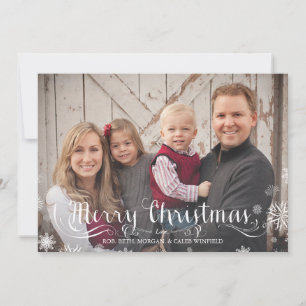 Merry Snowflakes Family Weihnachts Foto-Karte Feiertagskarte