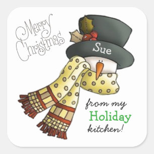 Merry Snowman Custom Holiday Baking Stickers