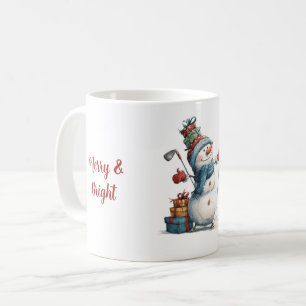 Merry Snowman Golfer Weihnachtskaffee Tasse