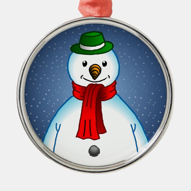 Merry Snowman Ornament Aus Metall (Vorne)