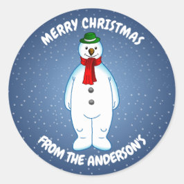 Merry Snowman Runder Aufkleber