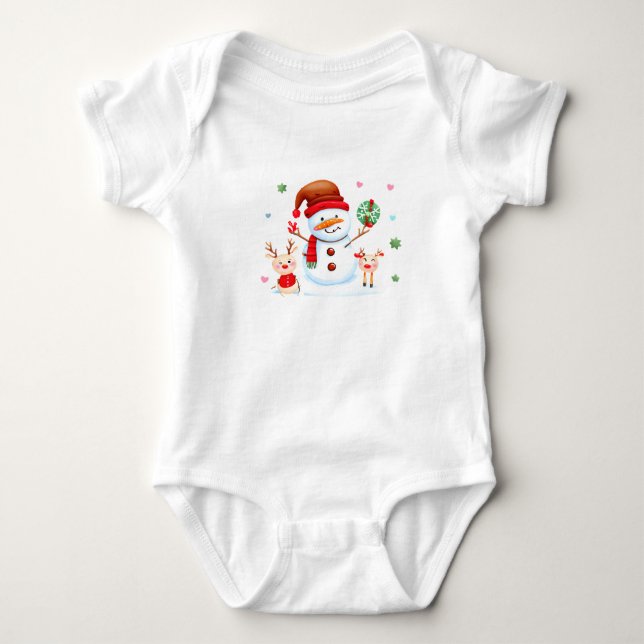 Merry Snowman und Bright Baby Rentiers Baby Strampler (Vorderseite)