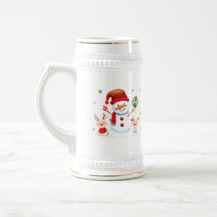 Merry Snowman und Bright Baby Rentiers Bierglas