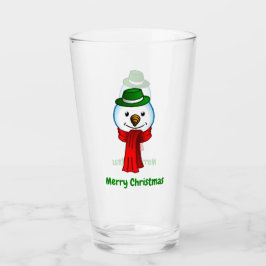 Merry Snowman with his Red Scarf Glas