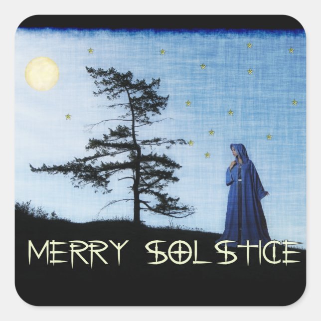Merry Solstice Night Quadratischer Aufkleber (Vorderseite)