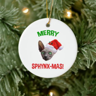 Merry Sphynx-Mas Funny Christmas Sphynx Cat Lover Keramik Ornament