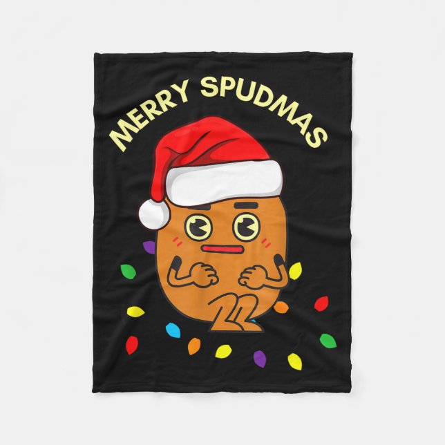 Merry Spudmas Funny Tato Santa Holiday Lights Chri Fleecedecke (Vorderseite)