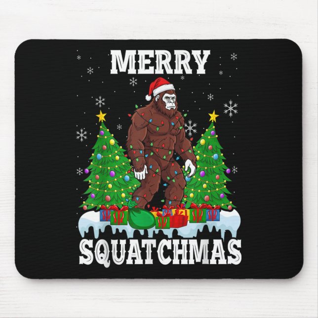 Merry Squatchmas Christmas Tree Santa Bigfoot Sasq Mousepad (Vorne)