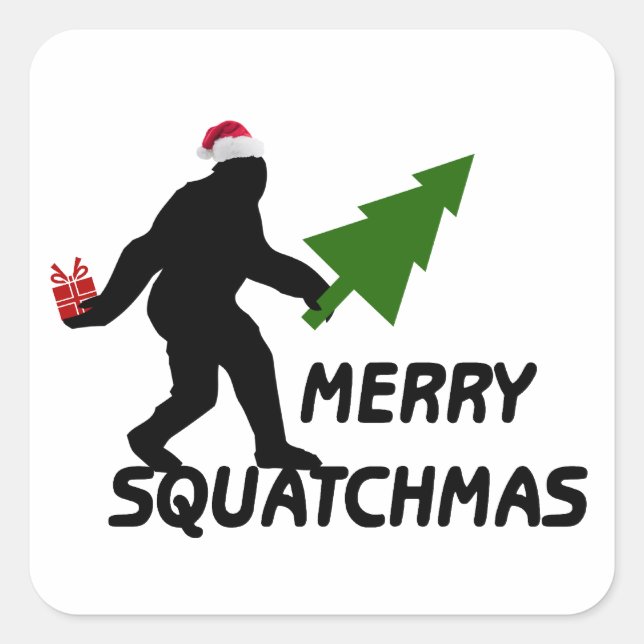 Merry Squatchmas Quadratischer Aufkleber (Vorderseite)
