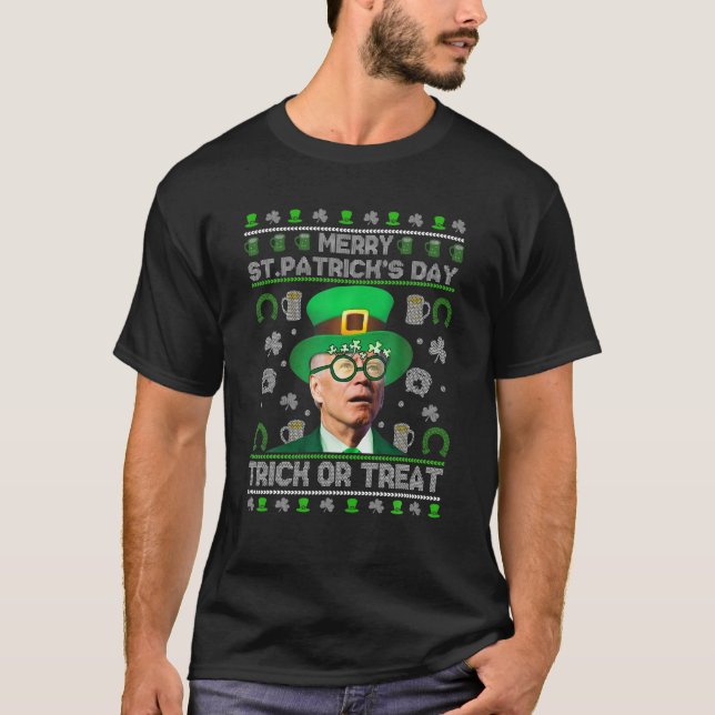 Merry St Patrick's Day Trick oder Treat Biden Lepr T-Shirt (Vorderseite)