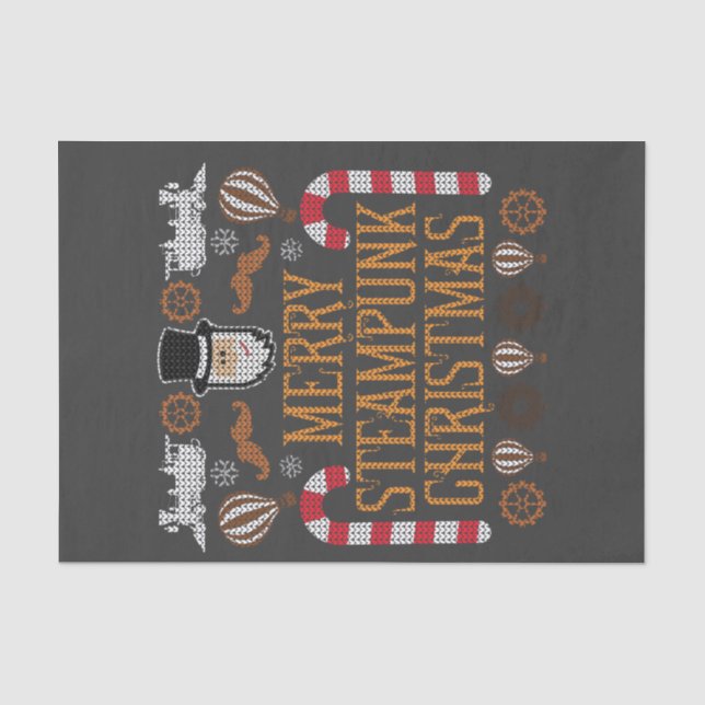 Merry Steampunk Christmas Ugly Xmas Seidenpapier (Vorderseite)
