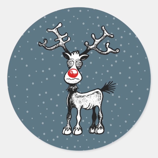 Merry Stressmas mit Rudolph der Reindeer-Aufkleber Runder Aufkleber (Vorderseite)
