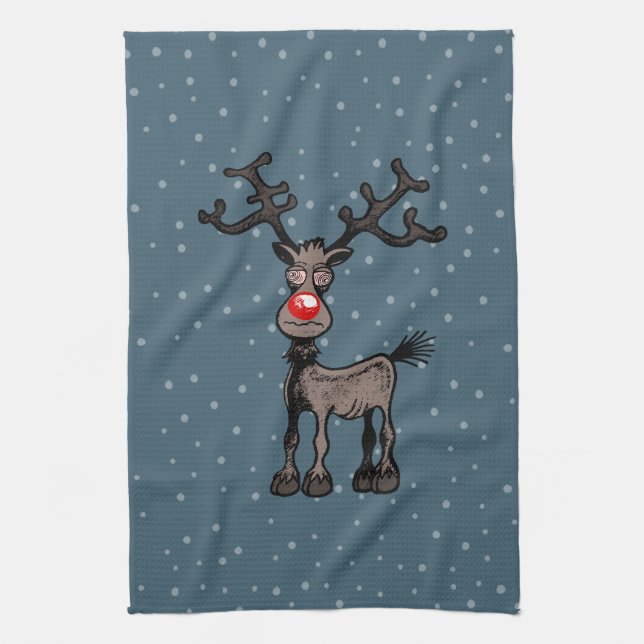 Merry Stressmas mit Rudolph Geschirrtuch (Vertikal)