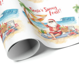 Merry Summer Holiday Santa am Strand Geschenkpapier