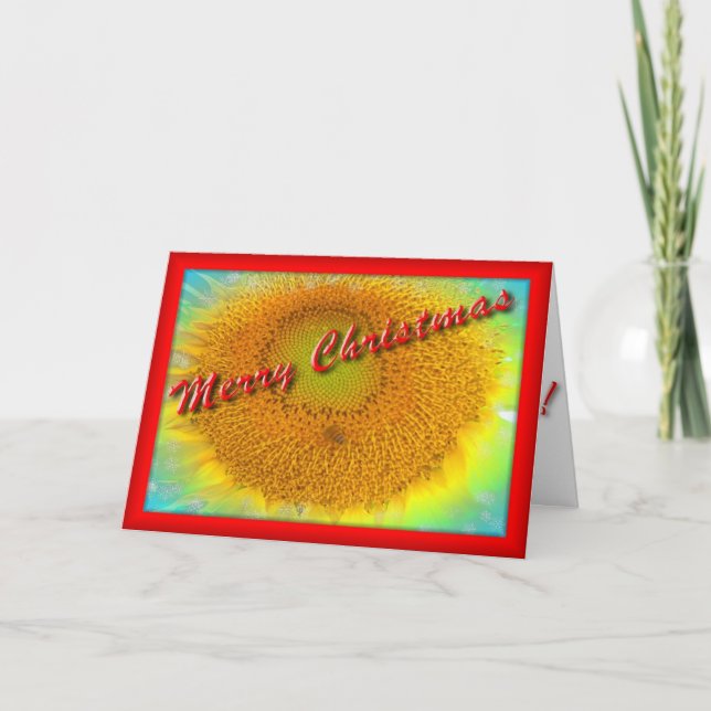 Merry Sunflower Weihnachtskarte Feiertagskarte (Vorderseite)