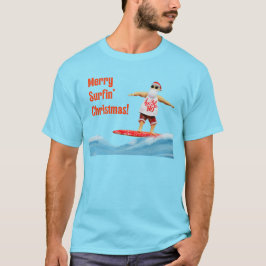 Merry Surfins Weihnachtsmann auf Surfboard T-Shirt