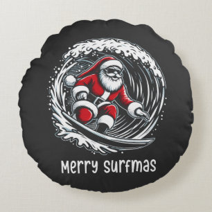 Merry Surfmas Rundes Kissen