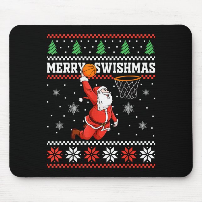 Merry Swishmas Basketball Snowman Christmas Ugly P Mousepad (Vorne)