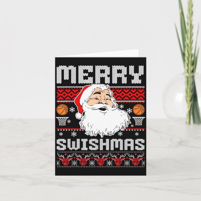 Merry Swishmas Basketball Xmas Ugly Christmas Men  Karte (Vorderseite)