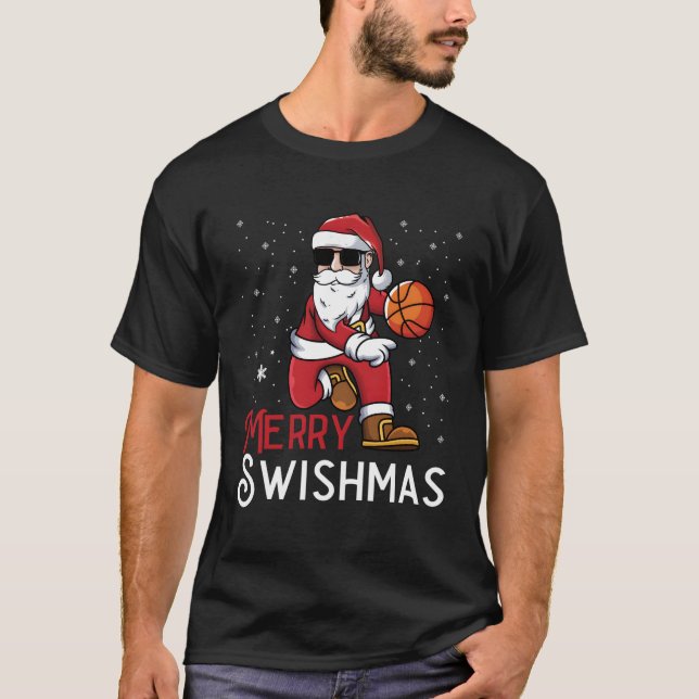 Merry Swishmas Santa Basketball Player T-Shirt (Vorderseite)