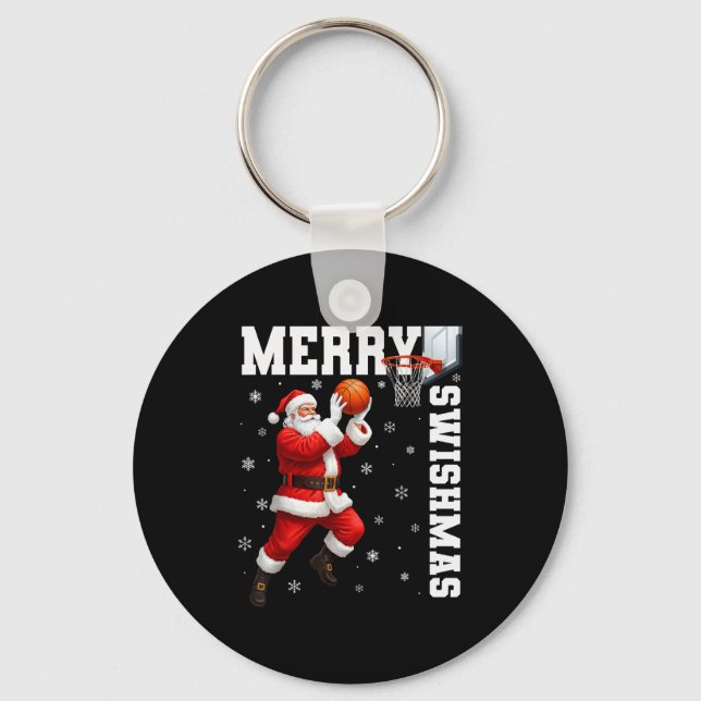 Merry Swishmas Srt Christmas Basketball Xmas Men B Schlüsselanhänger (Vorderseite)