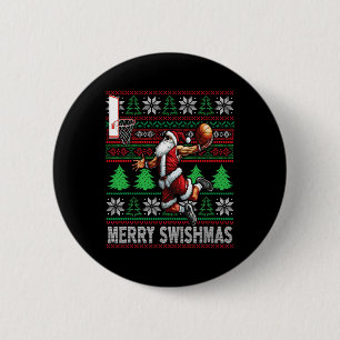 Merry Swishmas Ugly Christmas Basketball Weihnacht Button