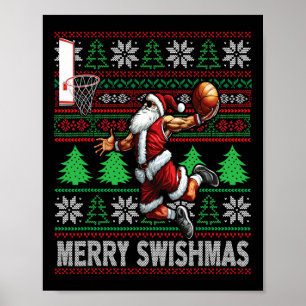 Merry Swishmas Ugly Christmas Basketball Weihnacht Poster