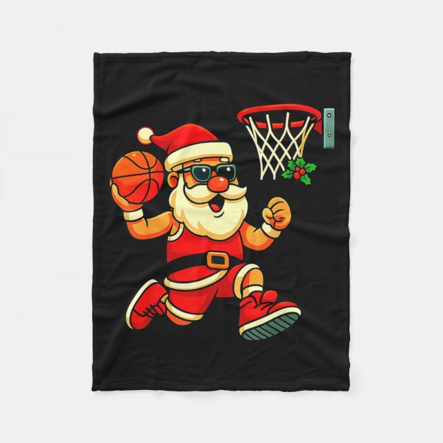 Merry Swishmas Ugly Christmas Sweater Basketball C Fleecedecke (Vorderseite)