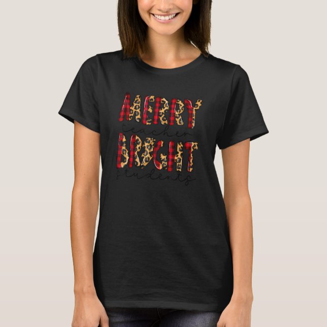 Merry Teacher Bright Schüler Leopard Red Kariert C T-Shirt (Vorderseite)