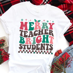 Merry Teacher Bright Schüler Retro Weihnachten Tri-Blend Shirt
