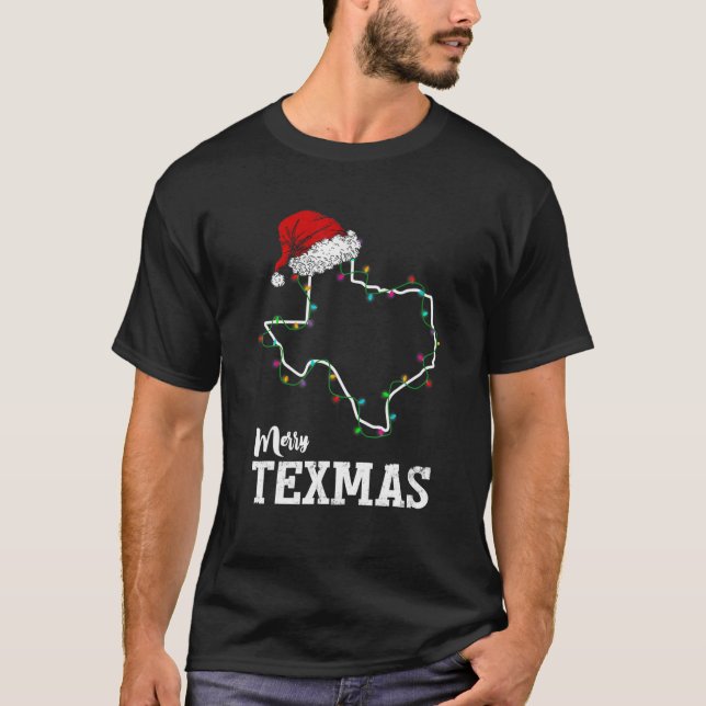 Merry Texas Staat Weihnachten Kontur S T-Shirt (Vorderseite)