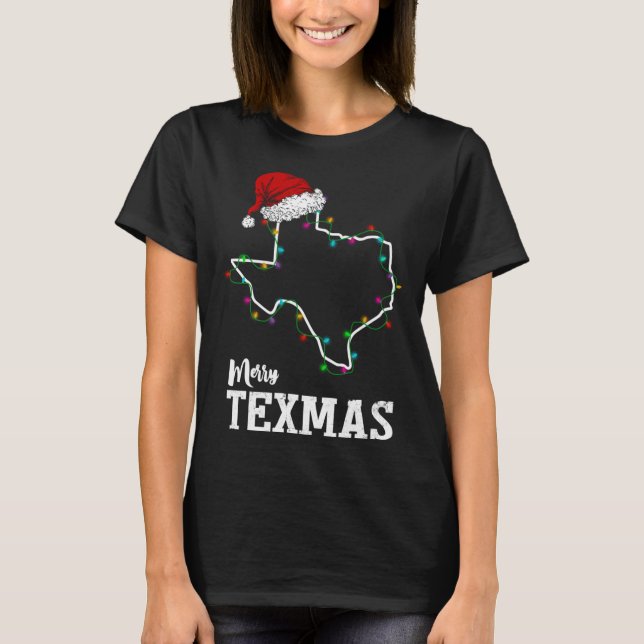 Merry Texas Staat Weihnachten Kontur S T-Shirt (Vorderseite)