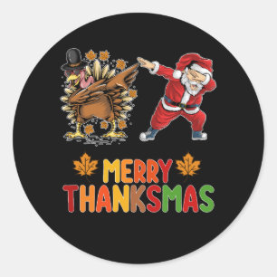 Merry Thanksmas Erntedank Herbst Weihnachtssaison Runder Aufkleber