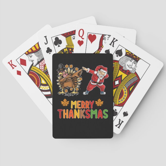 Merry Thanksmas Erntedank Herbst Weihnachtssaison Spielkarten (Rückseite)