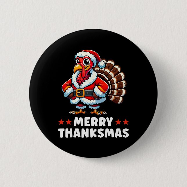 Merry Thanksmas Erntedank Türkei Xmas Funny Button (Vorderseite)