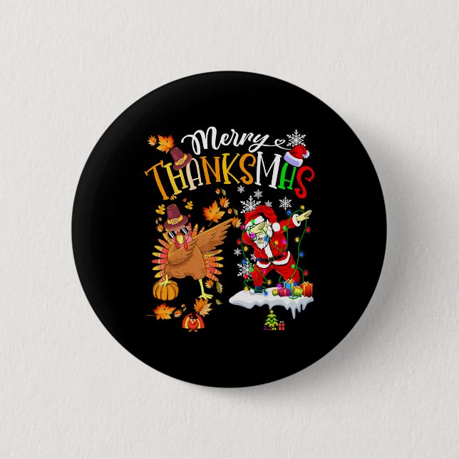 Merry Thanksmas Erntedank Weihnachten Button (Vorderseite)