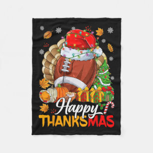Merry Thanksmas Football Weihnachtsmannmütze Ernte Fleecedecke