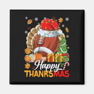 Merry Thanksmas Football Weihnachtsmannmütze Ernte Magnet