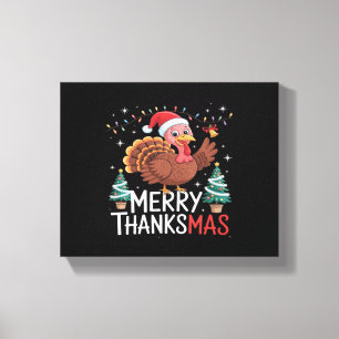 Merry Thanksmas Happy Thanksgiving Santa Turkey Es Leinwanddruck