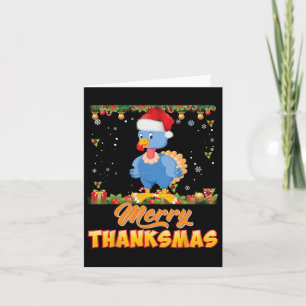 Merry Thanksmas Turkey Santa Elf Erntedank Chri Karte
