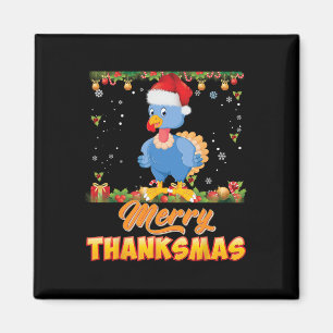 Merry Thanksmas Turkey Santa Elf Erntedank Chri Magnet