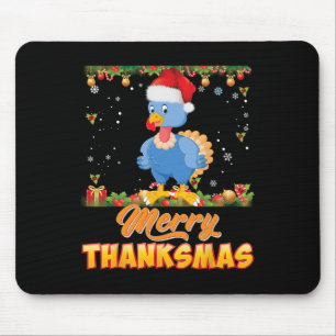 Merry Thanksmas Turkey Santa Elf Erntedank Chri Mousepad