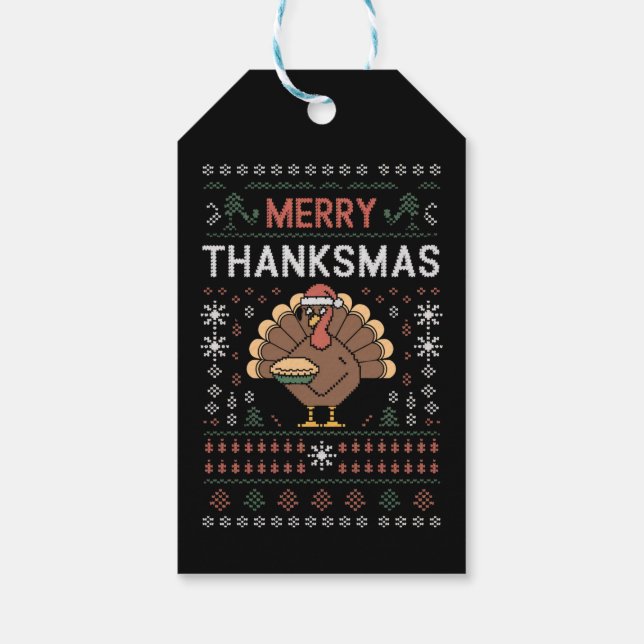 Merry Thanksmas Weihnachts-Erntedank Türkei Geschenkanhänger (Rückseite)