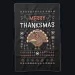 Merry Thanksmas Weihnachts-Erntedank Türkei Geschirrtuch<br><div class="desc">Merry Thanksmas Weihnachts-Erntedank Türkei Santa</div>