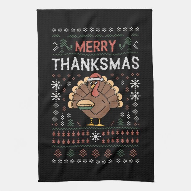 Merry Thanksmas Weihnachts-Erntedank Türkei Geschirrtuch (Vertikal)
