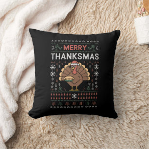 Merry Thanksmas Weihnachts-Erntedank Türkei Kissen