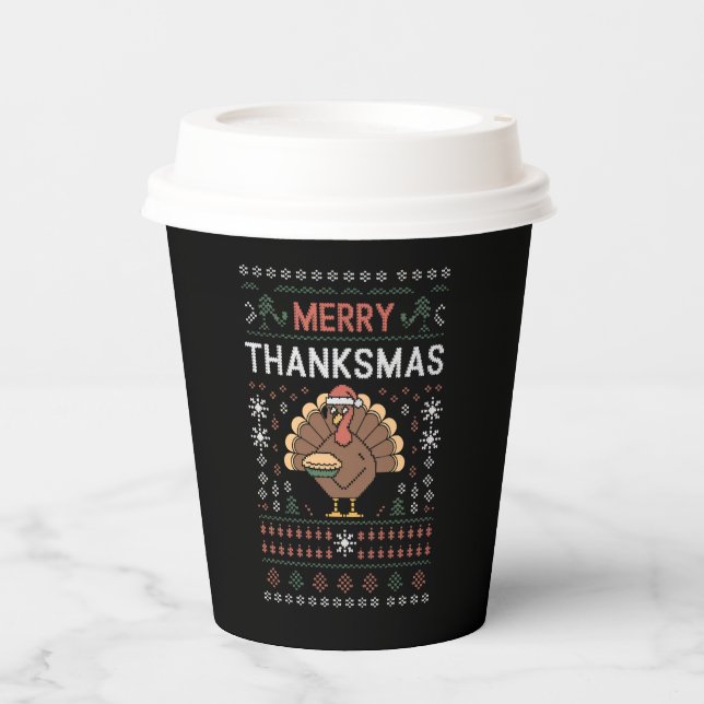 Merry Thanksmas Weihnachts-Erntedank Türkei Pappbecher (Vorderseite)