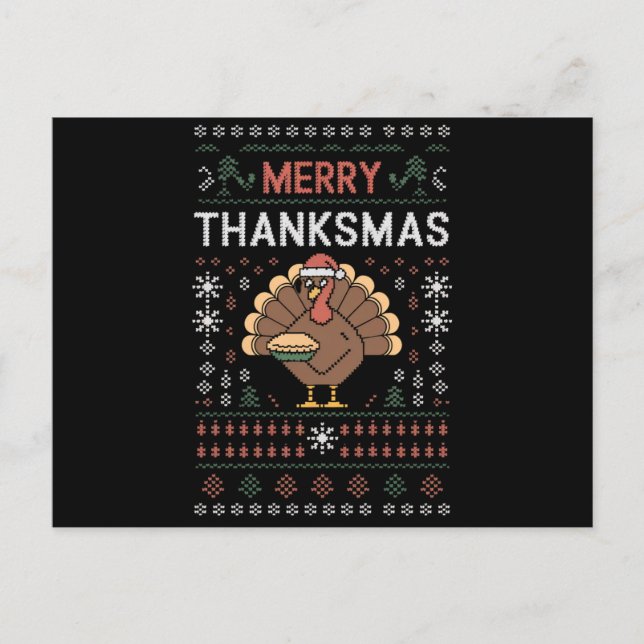 Merry Thanksmas Weihnachts-Erntedank Türkei Postkarte (Vorderseite)