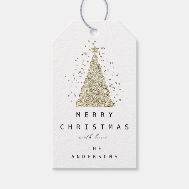 Merry to name Holiday Gold Diamond Weihnachtsbaum Geschenkanhänger (Vorderseite)