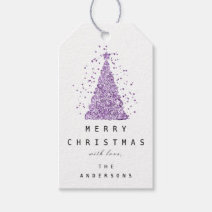 Merry To Name Holiday Lila Weihnachtsbaum Geschenkanhänger